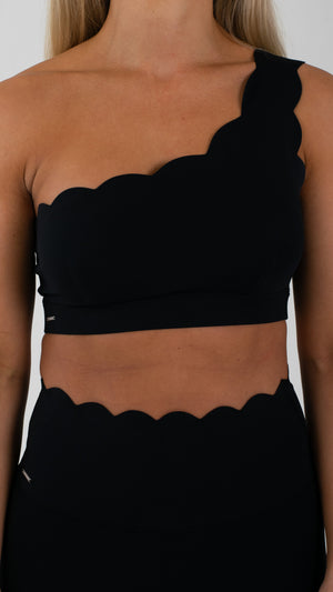 Black Scallop Edge Sports Bra